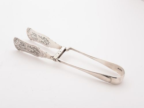 Victorian Silver Serving Tongs, London 1899