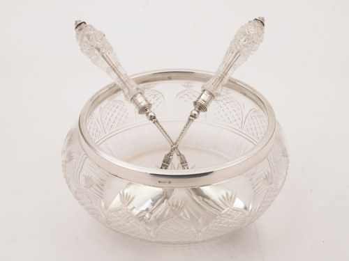 fig 1. Edwardian Glass and Silver Plated Salad Bowl, Circa 1905
