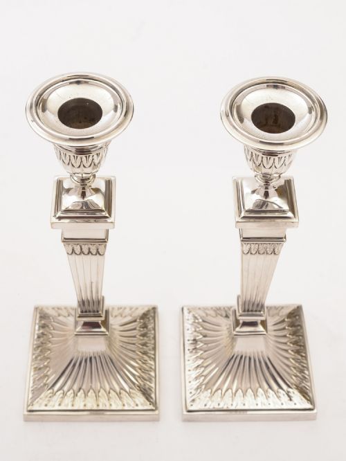 Pair of Edwardian Elkington Candlesticks, 1902