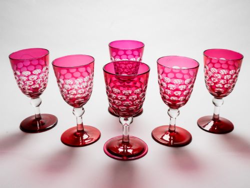 Victorian Set of 6 Wine Glasses, Circa 1890