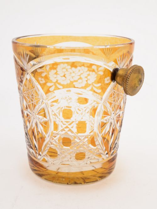 Continental Amber/clear Glass Ice Bucket, Circa 1930