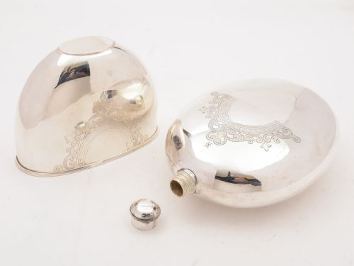 fig 1. Victorian Large Silver Plated Hip Flask, Circa 1890
