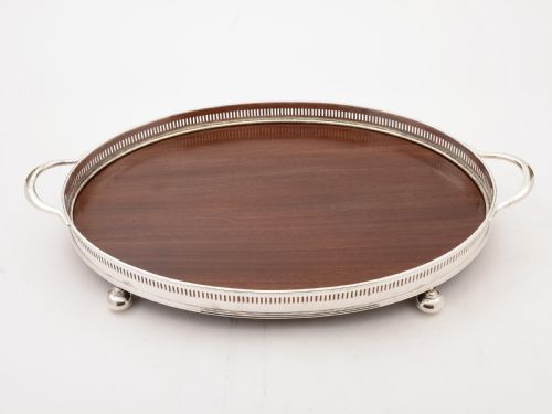 Edwardian Silver Plated and Mahogany Tray, Circa 1905