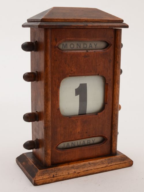Edwardian Mahogany Desk Calendar, Circa 1900