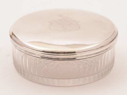 Glass Silver Topped Box, Circa 1820