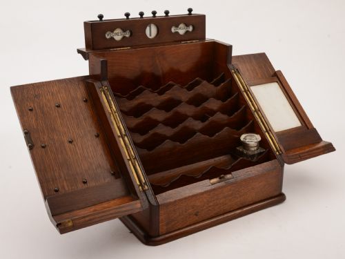 Edwardian Oak Document Box with Calendar, Circa 1905