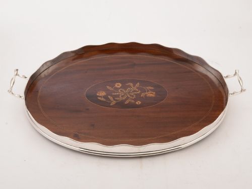 Edwardian Mahogany Inlaid Gallery Tray, Circa 1905