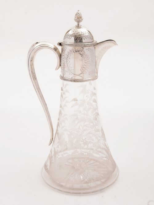 Edwardian Glass and Silver Plated Claret Jug, Circa 1905