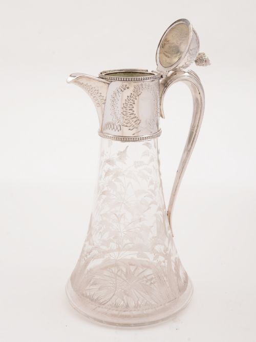 fig 1. Edwardian Glass and Silver Plated Claret Jug, Circa 1905