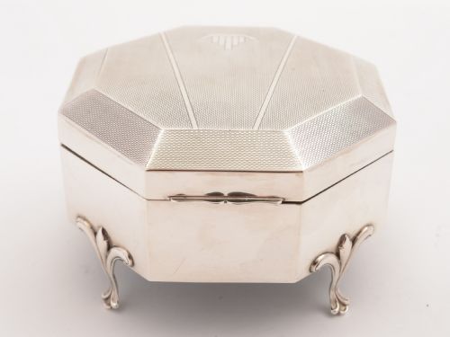 Art Deco Silver Jewellery Box, Chester 1924