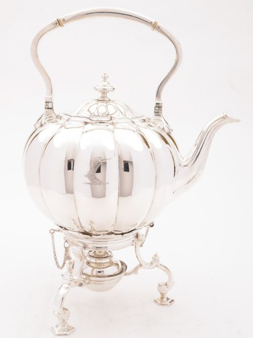 Victorian Silver Plated Tea Kettle on Stand, Circa 1870