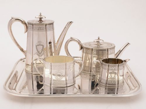 Victorian Bachelors Tea and Coffee Set, Circa 1870