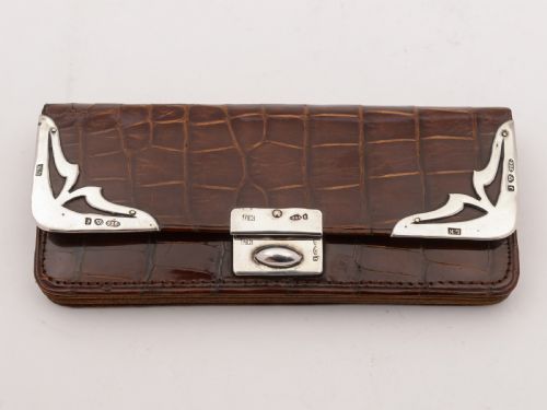 Edwardian Silver and Crocodile Purse, Birmingham 1906