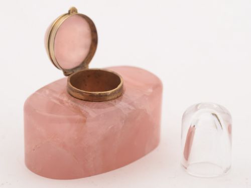 Rose Quartz Inkwell, Circa 1910