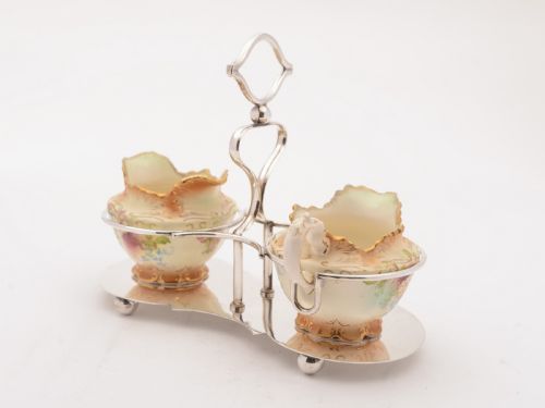 fig 1. China Sugar Bowl and Jug in Stand, Circa 1905