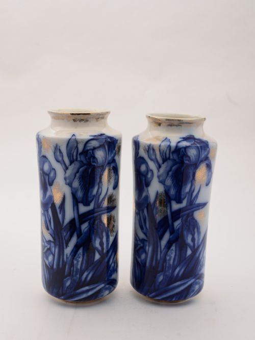 Pair of Edwardian Flow Blue Vases, Circa 1905