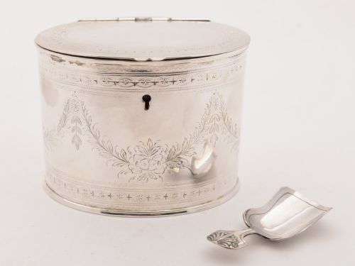 Victorian Silver Plated Oval Tea Caddy, Circa 1880