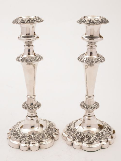 Pair of Silver Plated Candlesticks, Circa 1920