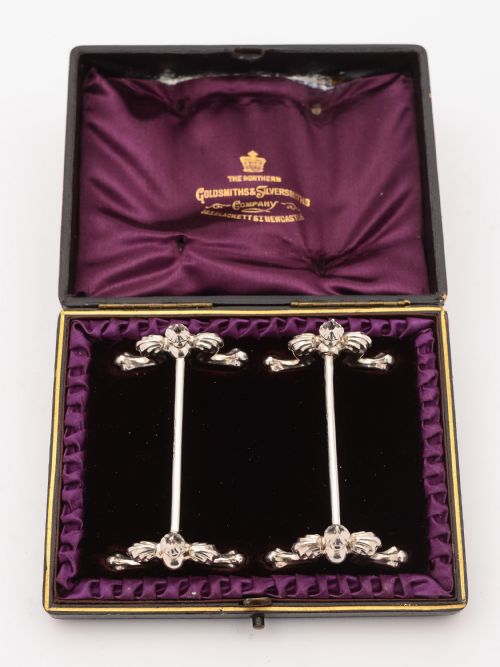 Cased Victorian Silver Knife Rests, Birmingham 1887