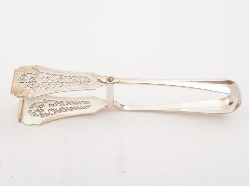 Victorian Silver Plated Serving Tongs, Circa 1890