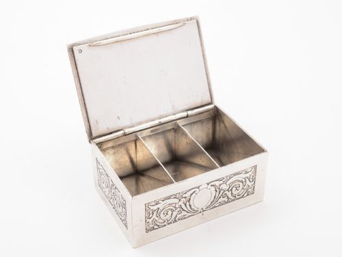 French Silver on Copper Stamp Box, Circa 1900