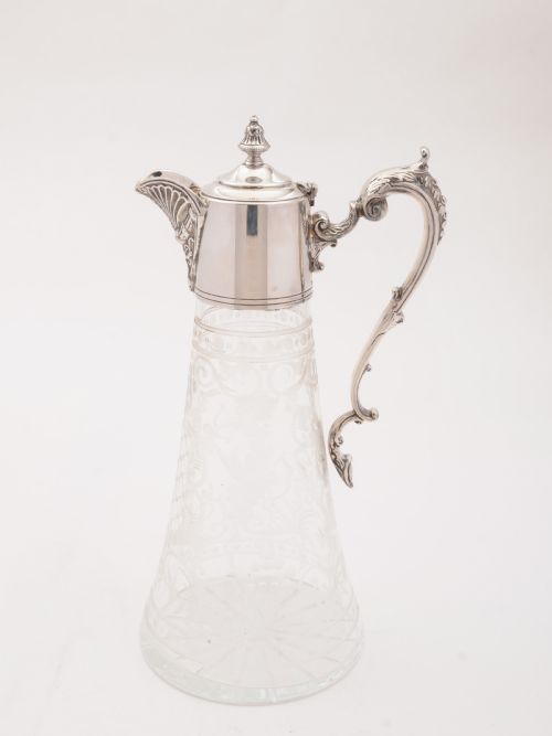 Victorian Cupid Etched Glass Claret Jug, Circa 1890