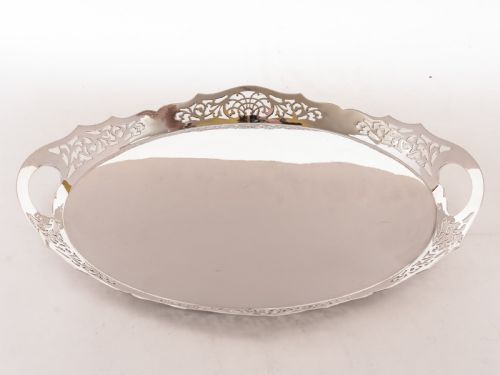 Edwardian Oval Silver Plated Gallery Tray, Circa 1905
