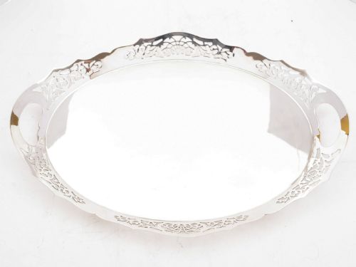 fig 1. Edwardian Oval Silver Plated Gallery Tray, Circa 1905