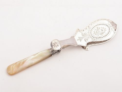 Mop and Silver Plated Serving Tongs, Circa 1890