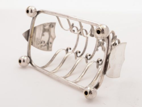 fig 1. Edwardian Silver Plated Toast Rack, Circa 1905