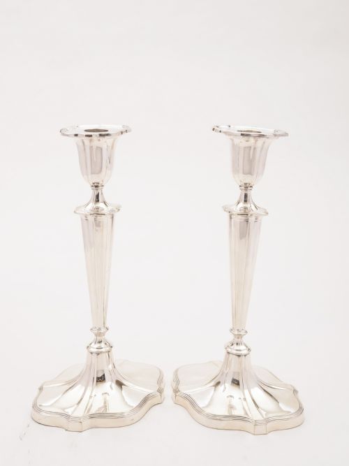 A Good Pair of Silver Plated Candlesticks, Circa 1905