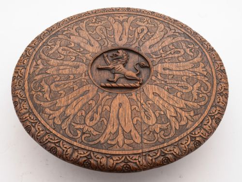 Stunning Victorian Carved Oak Lazy Susan, Circa 1890