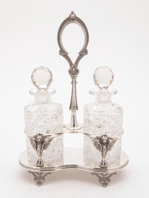 Fabulous Pair of Decanters in Stand, Circa 1890