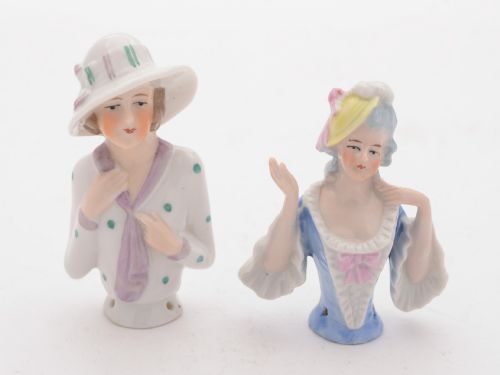 Nice Pair of German Porcelain Pin Dolls, Circa 1925