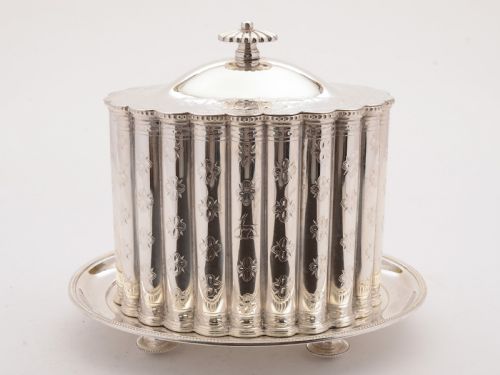 Superb Victorian Silver Plated Biscuit Box, 1866