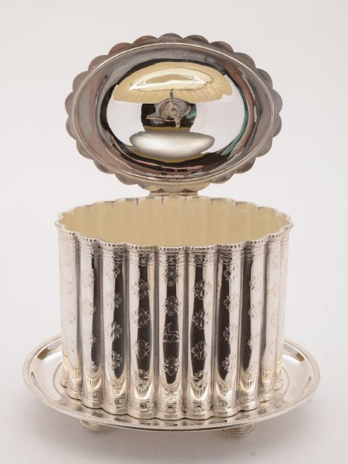 fig 1. Superb Victorian Silver Plated Biscuit Box, 1866