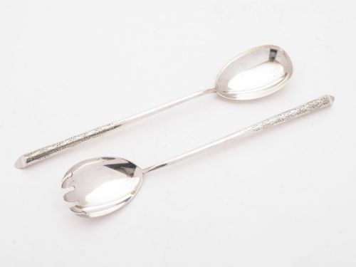 Lovely Edwardian Silver Salad Servers, Sheffield 1904