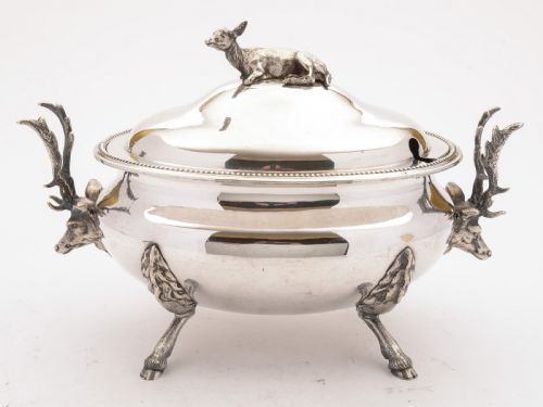 Stunning Victorian Silver Plated Stag Soup Tureen, Circa 1880