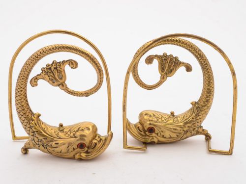 Unusual Edwardian Brass Fish Bookends, Circa 1905
