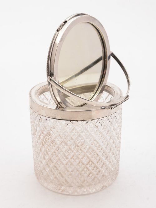 Rare Edwardian Mirror/photo Topped Dressing Jar, Birmingham 1909