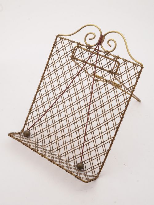 Nice Edwardian Brass Mesh Folding Book Stand, Circa 1905