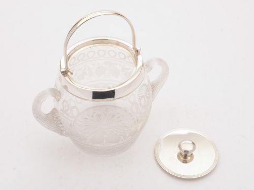 fig 1. Lovely Victorian Trophy Style Glass Biscuit Box, Circa 1890