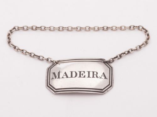 Nice Georgian Silver Madeira Decanter Label, 1825