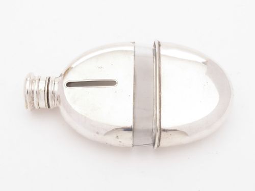 fig 1. Nice Victorian Silver Plated Hip Flask, Circa 1890