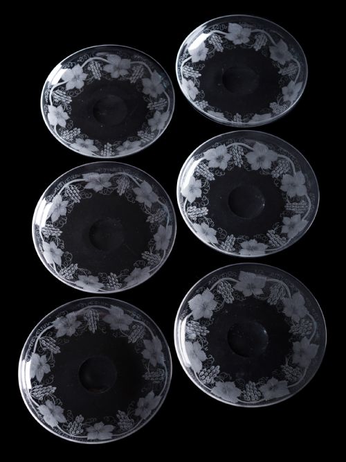 Gorgeous Set of 6 Glass Dessert Dishes, Circa 1905