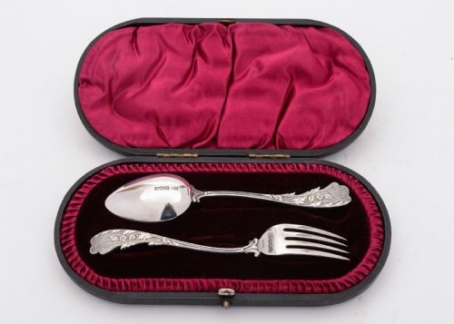 fig 1. Unusual Cased Silver Christening Set, Sheffield 1893