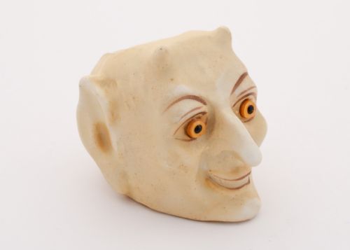 Unusual German Porcelain Devil's Head Matchstriker, Circa 1910