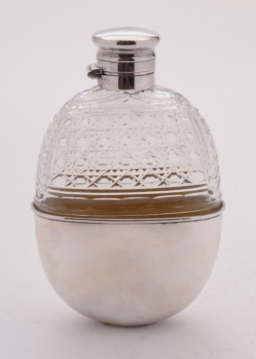 Superb Cut Glass and Silver Plated Hip Flask, Circa 1905