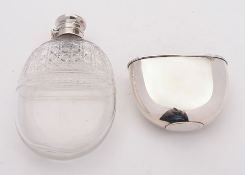 fig 1. Superb Cut Glass and Silver Plated hip Flask, Circa 1905