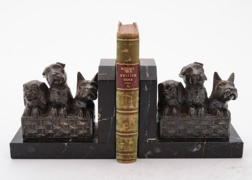 Cute Pair of French Art Deco Dog Bookends, Circa 1930